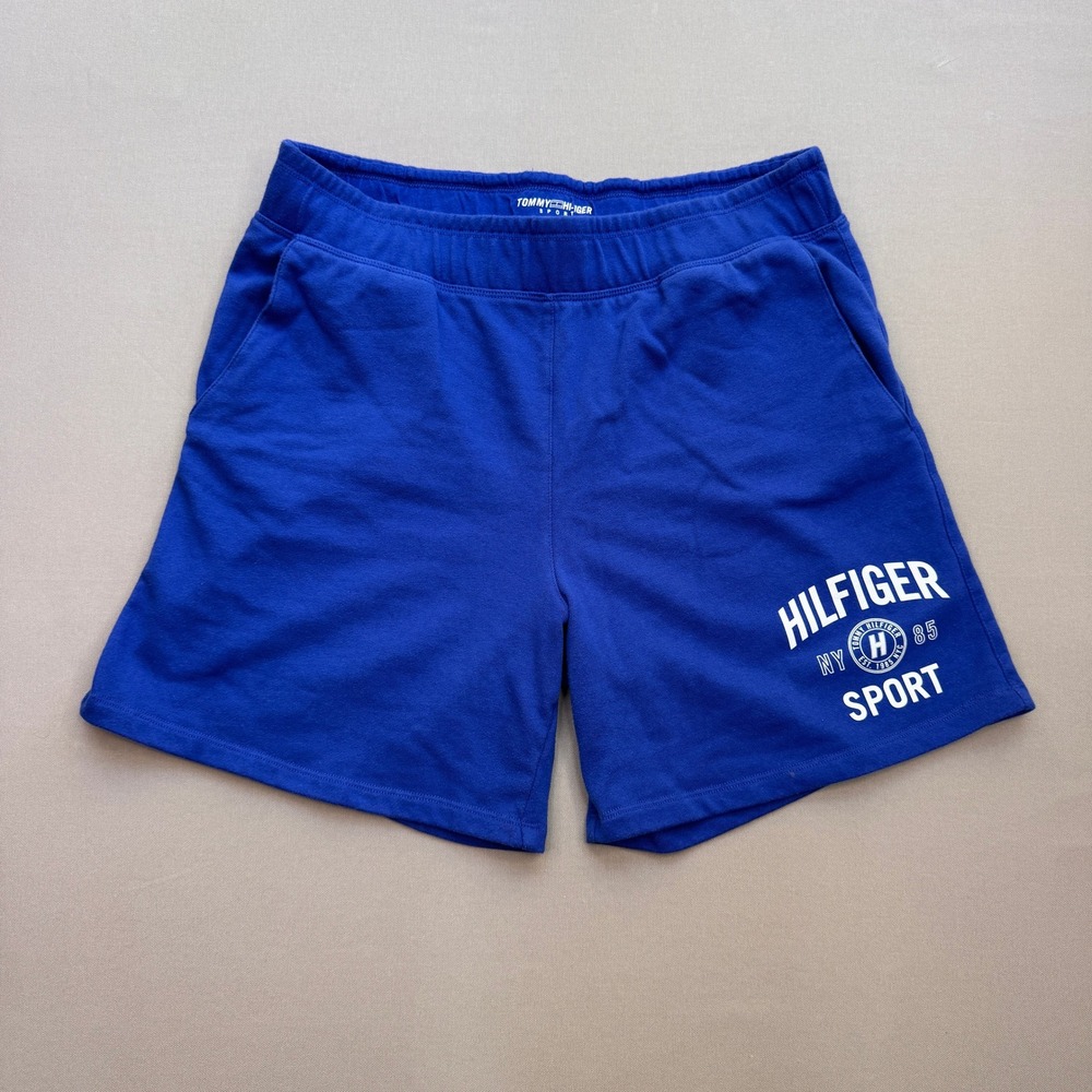 Tommy Hilfiger Sport Womens Royal Blue Graphic Sweat Shorts Size Medium
